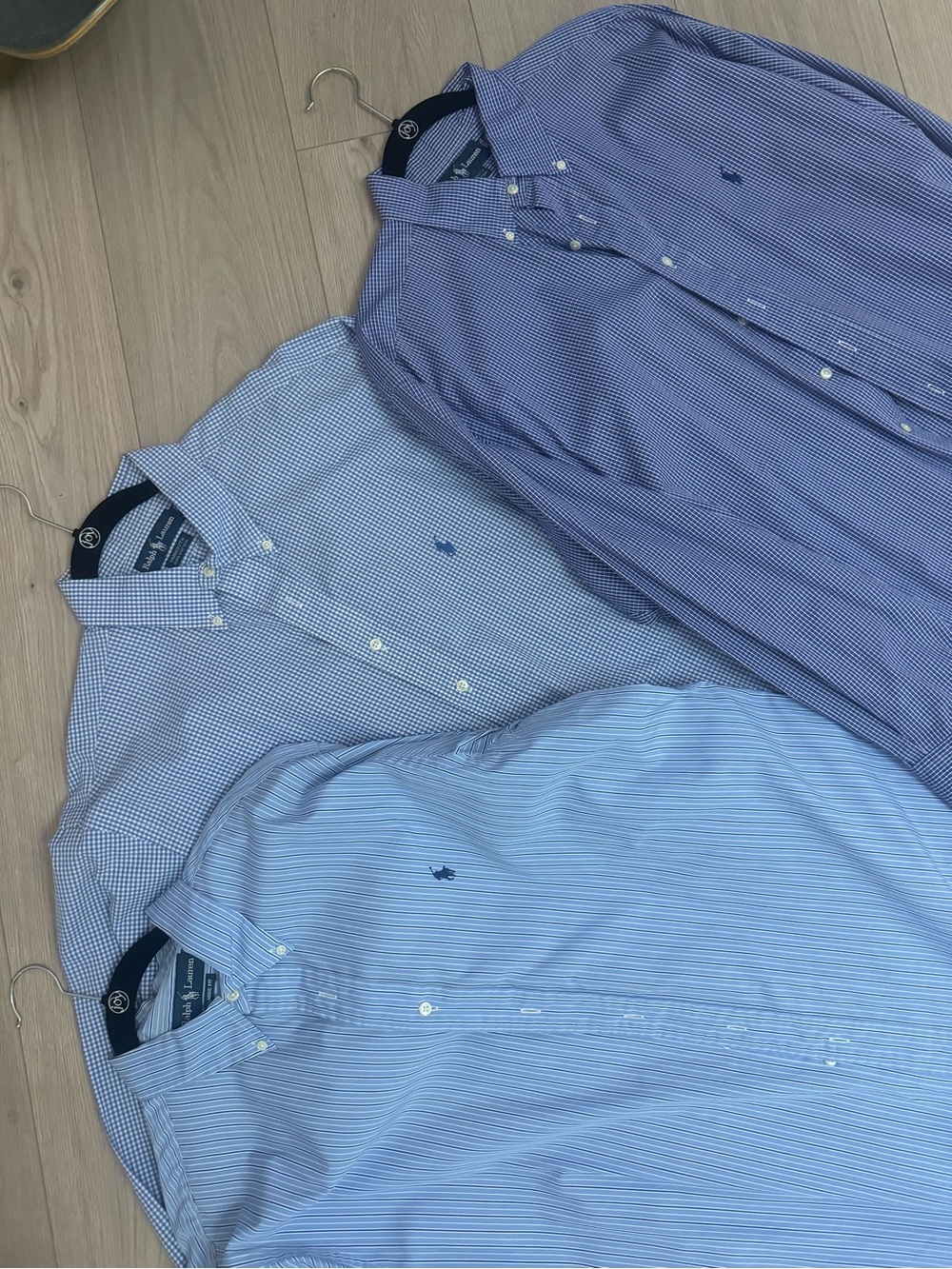 Ralph Lauren Blue Multi-Pattern Button-Down Dress Shirts (Set of 3) classic fit